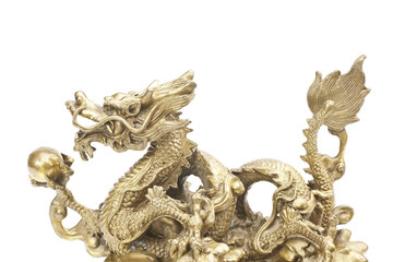 Fototapeta na wymiar golden dragon on white background