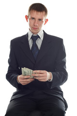 Business man with money dollars