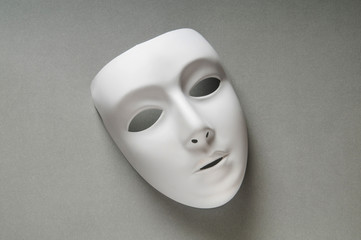 Theatre concept with the white plastic masks