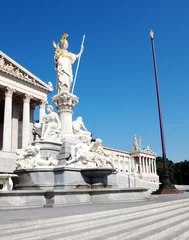 Fotobehang Athena statue and the Austrian parliament in Vienna © Dimitrios