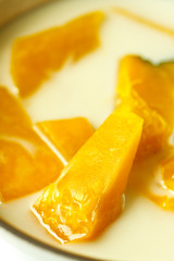 Thai style dessert, pumpkin in coconut milk