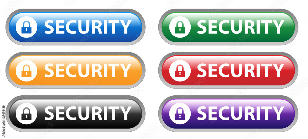 Aufkleber security web buttons set (internet secure access virus padlock)
