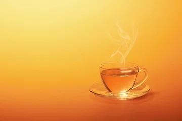Light filtering roller blinds Tea Cup of hot tea