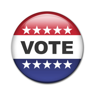 Boton brillante VOTE elecciones USA
