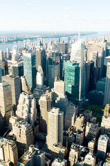 New York city panorama with tall skyscrapers