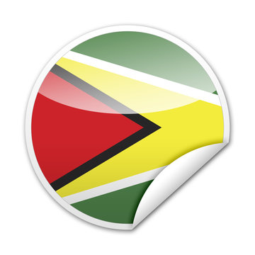Pegatina bandera Guyana con reborde