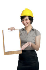 Female Engineer Show Paperboard