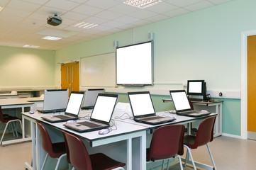 IT classroom blank computer screens