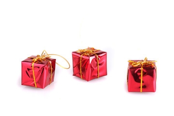Three small red present box