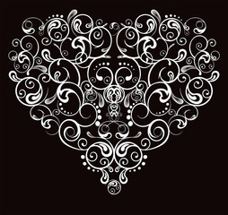 Heart, abstract pattern on a black background