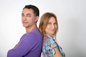 In loved couple on white background