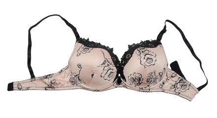Beige bra with black embroidery