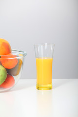 Closeup on glass of fruit juice