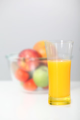 Closeup on glass of fruit juice