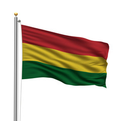 Obraz premium Flag of Bolivia waving in the wind in front of white background