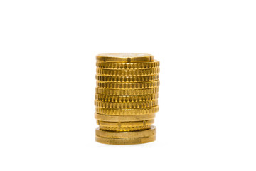 A pile of euro coins isolated on white