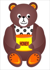Bear with honey, vector illustration
