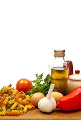 Ingredients and spaghetti