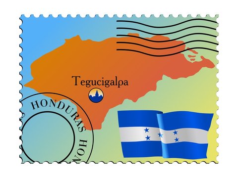 Tegucigalpa - capital of Honduras. Vector stamp