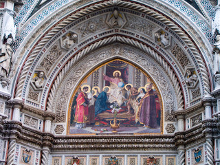 Fototapeta premium Wall painting on the entrance of Florence Cathedral Dome.