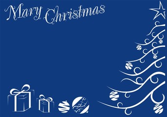 christmas card in blue