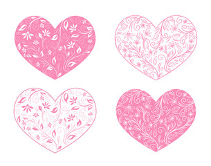 Four pink heart