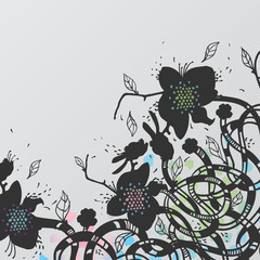 vector mix of hand drawn flowers and plants