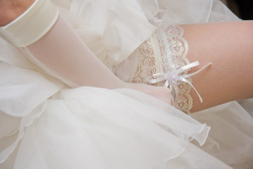 Bride wearing a garter