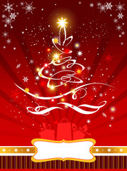 Christmas  tree on red  background