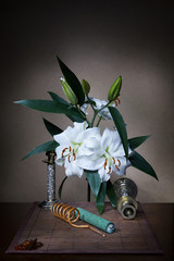 Still life with lilies branch and others