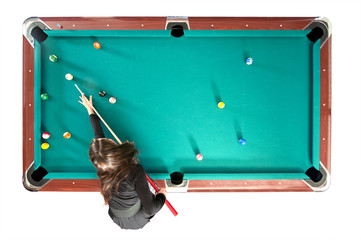 Pool table from above - obrazy, fototapety, plakaty