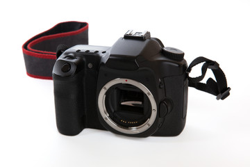 Digital camera body isolated on a white background