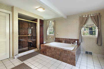 Master bath with marble tub