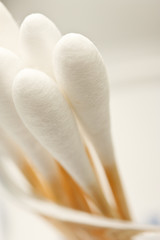 Cotton buds on white background