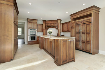 Kitchen and island in new construction home