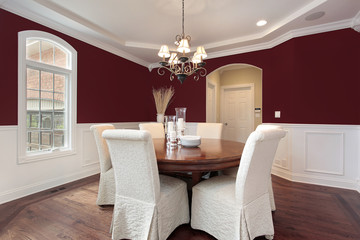Dining room with red walls