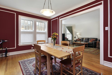 Dining room with red walls