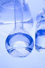 Blue chemistry vials