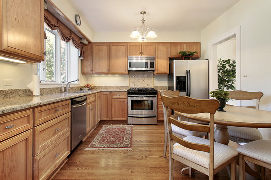Kitchen with wood paneling