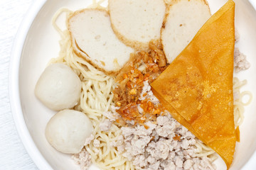 Chinese style noodle and meatball