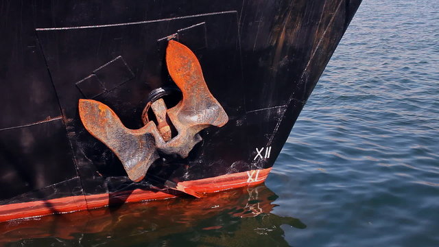 Rusty anchor on the old ship (Full HD)
