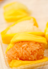 Dessert Thai style, glutinous rice in jackfruit