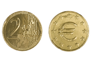 chocolate candy coin on white