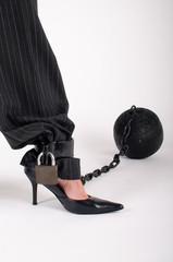 woman's foot with prison ball
