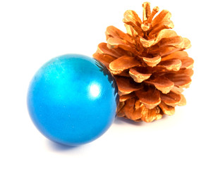 Christmas ball with a gold pine cone