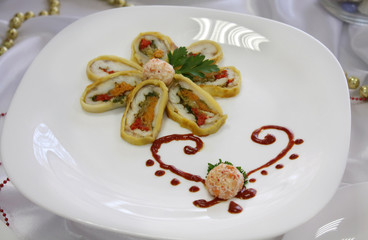 Cold appetizer of fish with vegetables