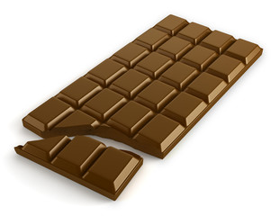 Tablette de chocolat au lait sur fond blanc 2