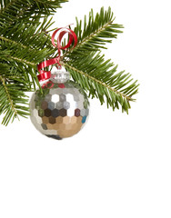 Branch of fir with christmas decorations