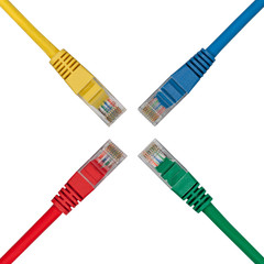 Four Multi Colored Network Cables in X Shape