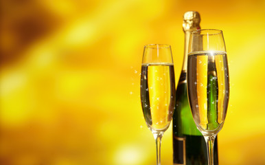 Champagne glasses ready to bring in the New Year